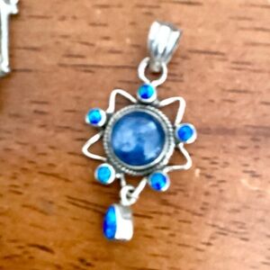 Sterling Kyanite Star Burst Pendant Small but Powerful